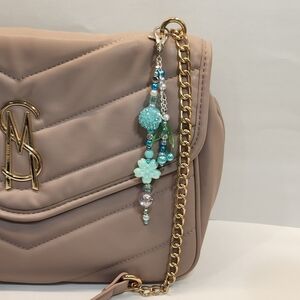 Blue Cherry Beaded Bag Charm